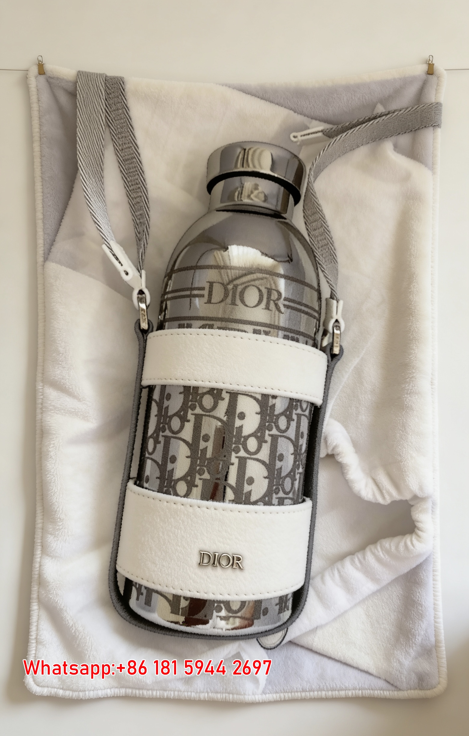 Dior Oblique Stainless Steel Bottle Print Flannel Sofa Throw Blanket D233